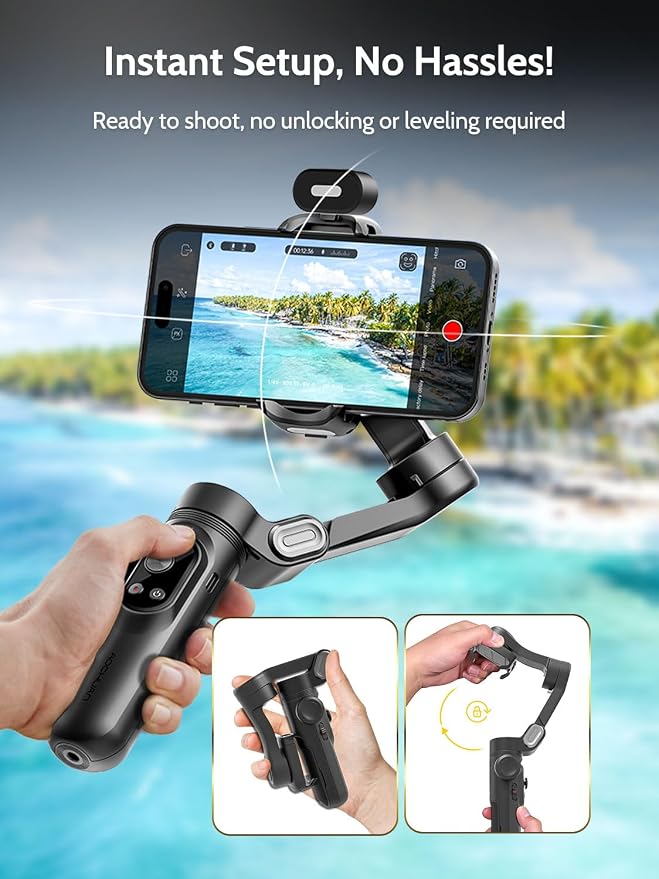 3-Axis Gimbal Stabilizer for Smartphone w/RGB Magnetic Fill Light Phone Gimbal - Image 9