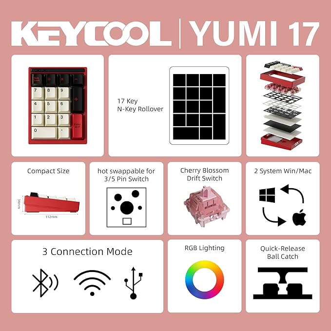 BOYI Y17 Aluminum Mechanical Numpad, Wireless RGB Numeric Keypad, Quick Release - Image 2