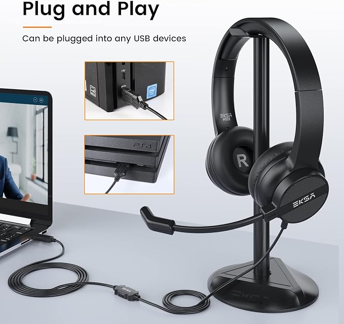 USB Headset with Microphone for PC Laptop, Wired Computer Headset Environmental - Image 7