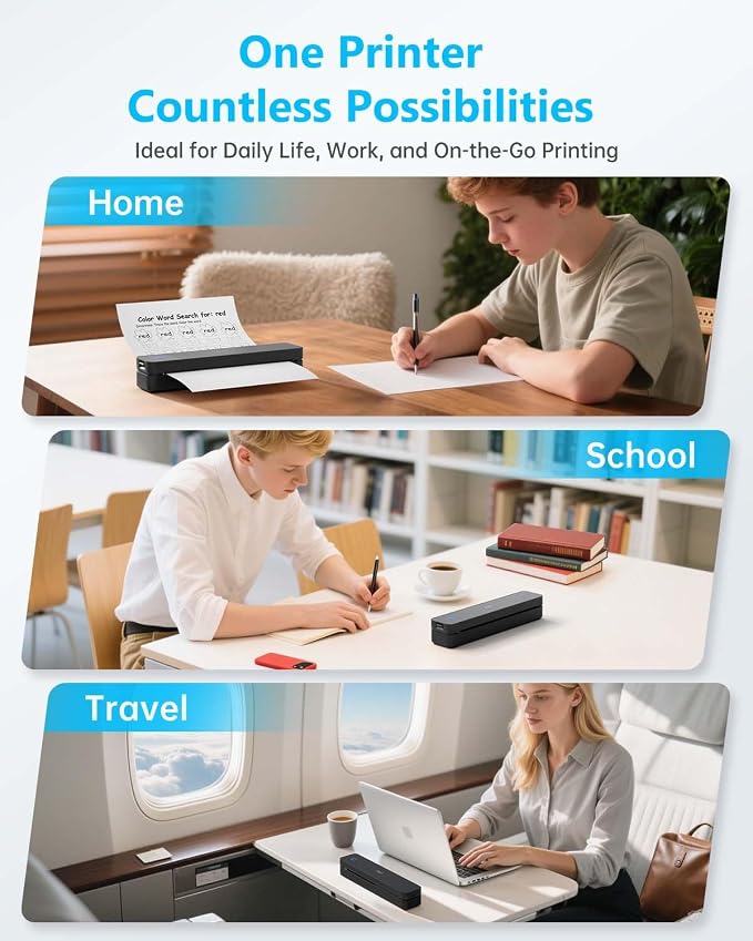Inkless Portable Printer for Travel, Wireless Thermal Printer Support 8.5 x 11 - Image 7