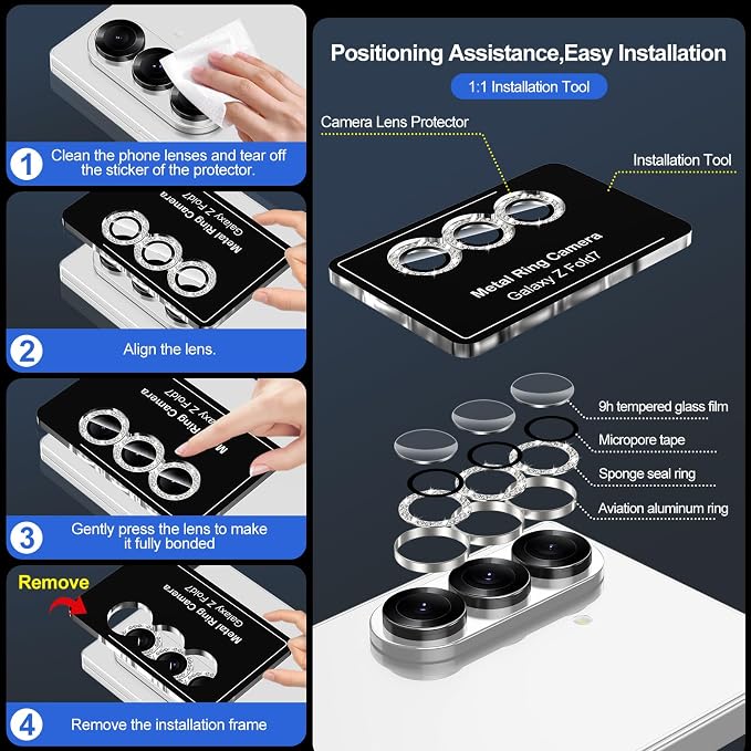 for Samsung Galaxy Z Fold 7 Camera Lens Protector, Individual Metal Ring - Image 6