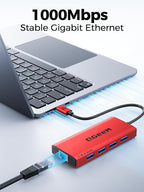 QGeeM USB C Hub Ethernet, 9 in 1 USB Type C Hub HDMI Multi-Port Converter - Image 6