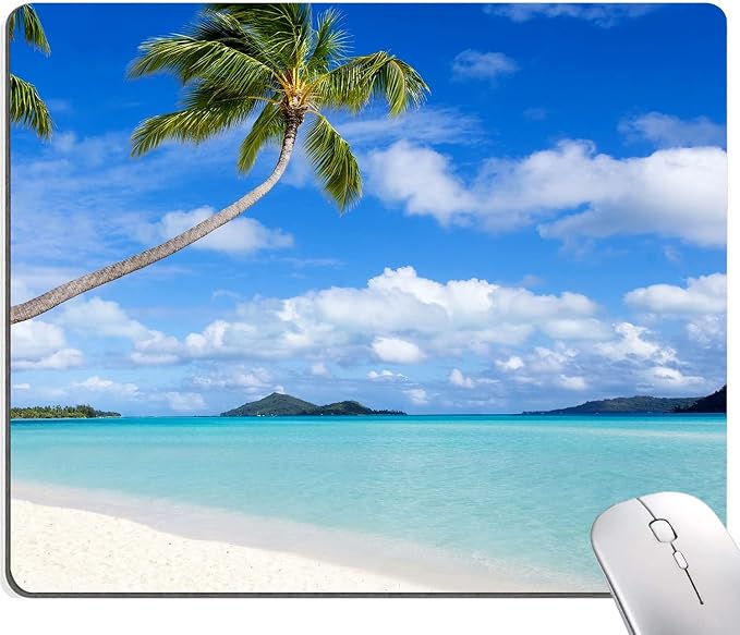 Mouse Pad, Beach Design Mouse Pad, Washable Square Cloth Mousepad by Armanza