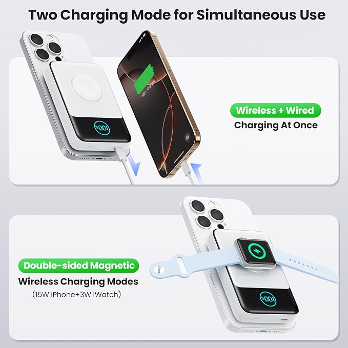 Magnetic Portable Charger for iPhone, 3-in-1 10800mAh Qi2 15W Wireless Power - Image 5