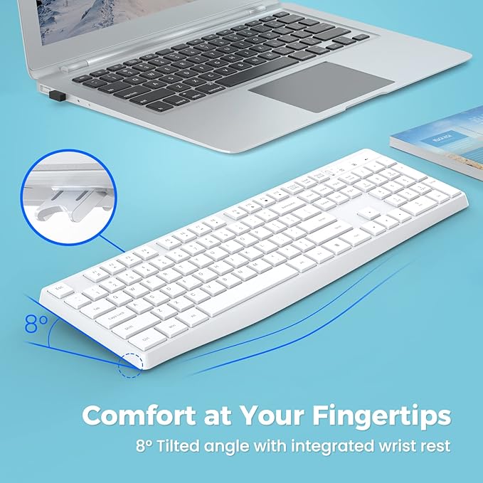 Lovaky Wireless Keyboard, 2.4G Ergonomic Wireless Computer Keyboard, Enlarged - Image 2