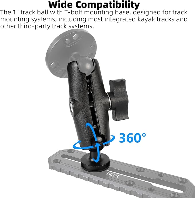 1" Track Ball with T-Bolt Attachment & Medium Double Socket Arm, Aluminum Alloy - Image 4