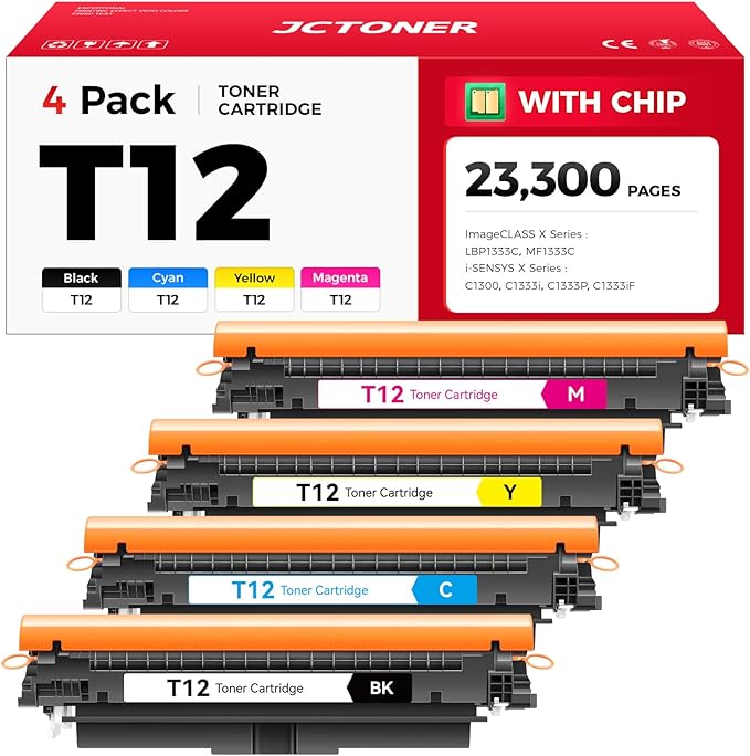 T12 T12L Toner Cartridge Set 4-Pack by JCTONER