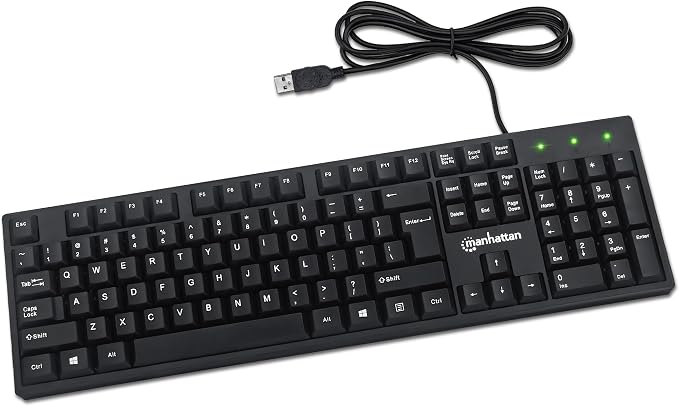 Manhattan Wired Computer Keyboard – Basic Black Keyboard - by ManhattanProducts