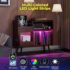Large Record Player Stand with Sliding Door, 350 Vinyl Record Storage Cabinet - Image 5