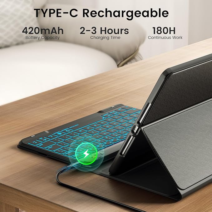 OYEEICE Keyboard Case for iPad Pro 12.9 inch & New Air 13 inch M2, 7 Color - Image 5