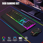 RedThunder K10 Wired Gaming Keyboard and Mouse and Wrist Rest Combo, RGB Backlit - Image 2