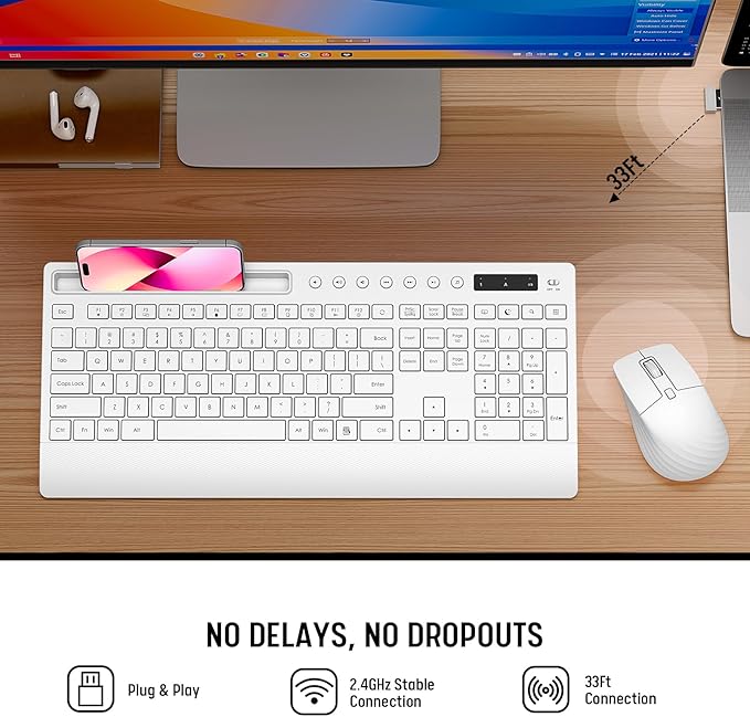 White Wireless Keyboard and Mouse Combo - Image 6