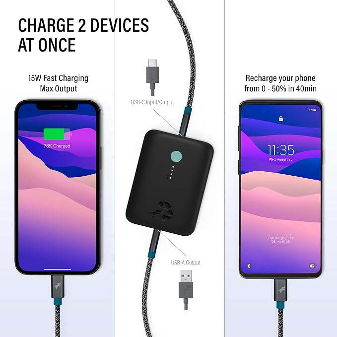 Nimble Champ Lite Portable Charger, 5200mAh Fast Charging Power Bank 15W USB C - Image 2