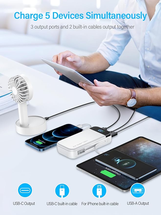 Portable Charger 32000mAh, 22.5W QC 3.0 PD 20W Smart LED Display Fast Charging - Image 3
