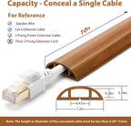 Floor Cord Cover 10ft, Cord Hider Floor Brown Walnut Wood, Floor Cable - Image 2
