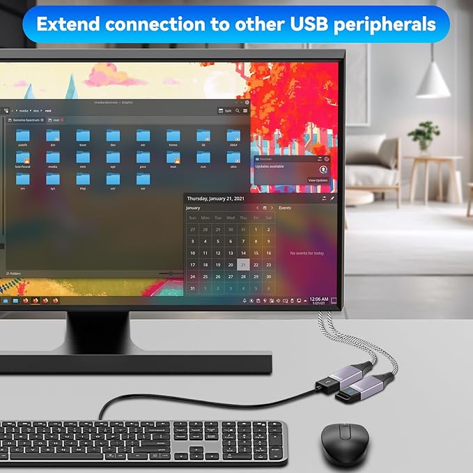 2025 Upgraded, USB Splitter 1 in 2 Out Cable, Double USB Port Extender Power - Image 7