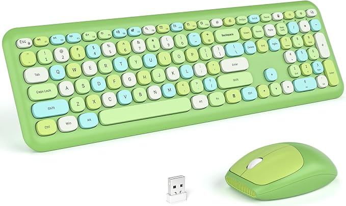 KNOWSQT Wireless Keyboard and Mouse Combo, Pale Green Full-Sized 2.4G Silent by KNOWSQTKeyboardMouse