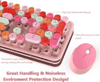 Cute Pink Wireless Keyboard and Mouse, 2.4G Retro Round Keycap - Image 5