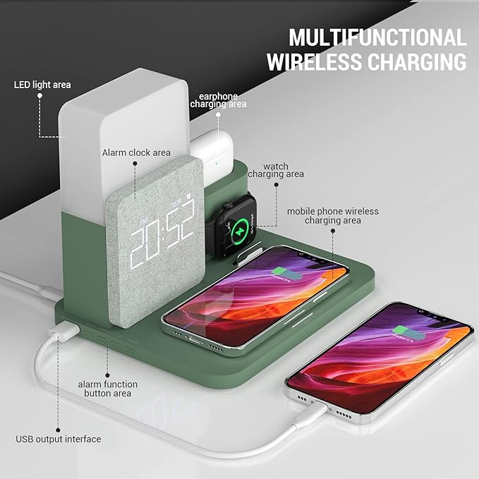 Wireless Charging Station, iPhone 3 in 1 Fast 15W Wireless Charger - Image 2