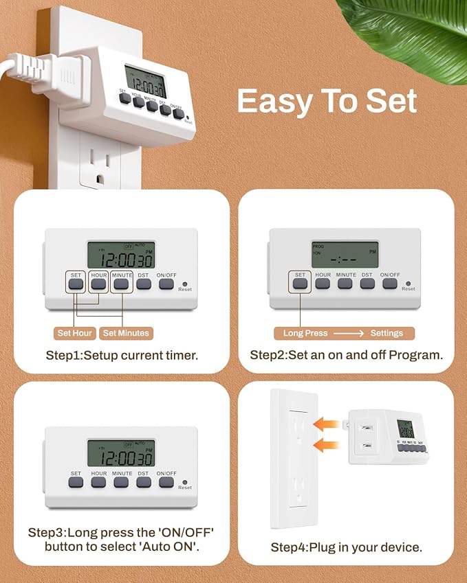 BN-LINK Digital Timer Outlet Indoor, 24 Hour Light Timer Easy Programmable - Image 4