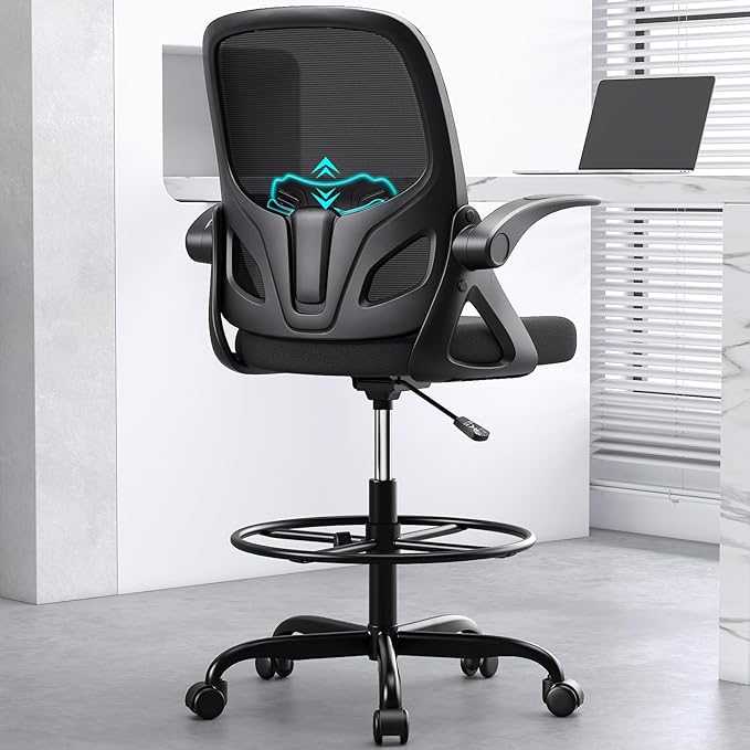 Tall Drafting Chair with Footrest Ring by Kensaker
