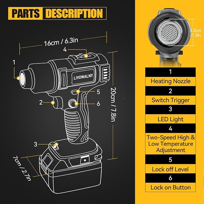 LIVOWALNY Cordless Heat Gun Compatible - Image 2