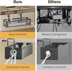 DELAMU Under Desk Cable Management Tray, No Drill Metal Mesh Cable Management - Image 4