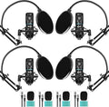 Movo PodPak4A 4-Pack Universal XLR Condenser Microphone Podcast Equipment Bundle by Movo