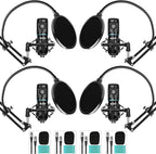 Movo PodPak4A 4-Pack Universal XLR Condenser Microphone Podcast Equipment Bundle by Movo
