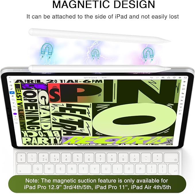 Stylus Pen for iPad 2018-2025, Fast Charging Magnetic Pencil - Image 4