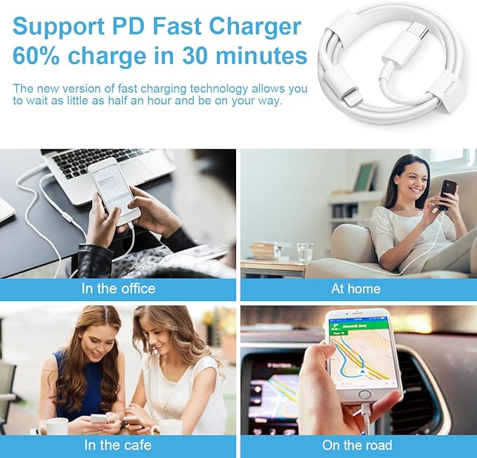 iPhone Fast Charger 3+3Pack 20W USB C Wall Charger - Image 6