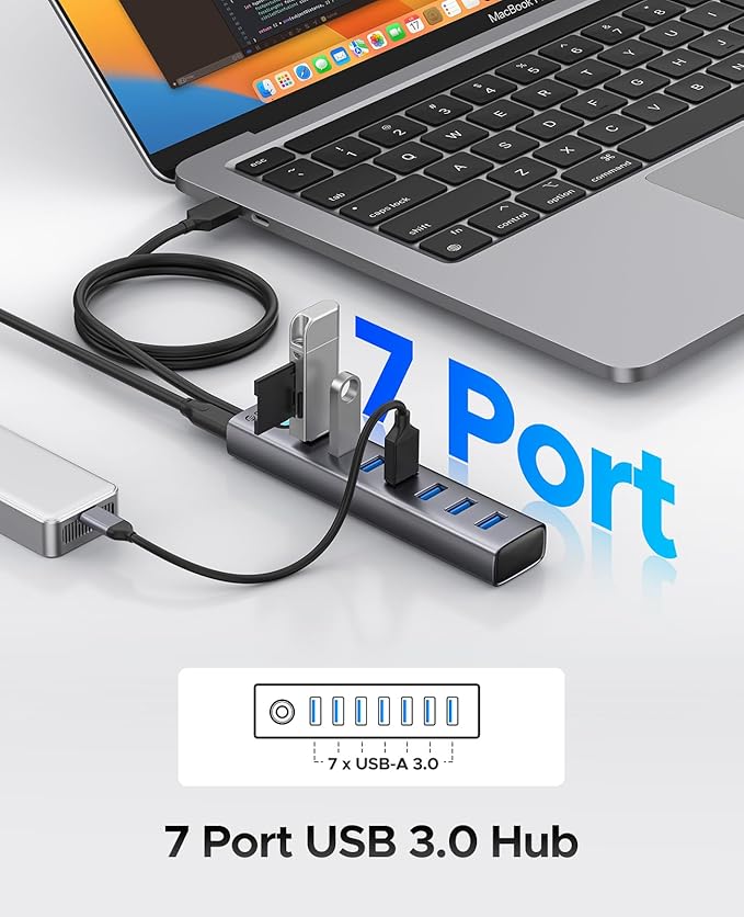ORICO Aluminum 7-Port USB Hub - Image 2