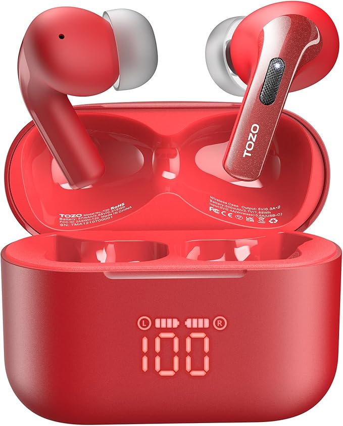 TOZO T20 Wireless Earbuds Bluetooth Headphones 48.5 Hrs Playtime by TOZO