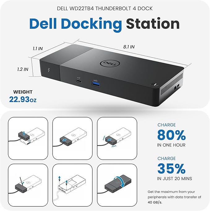 Dell WD22TB4 Thunderbolt 4 Dock 180W - Image 6