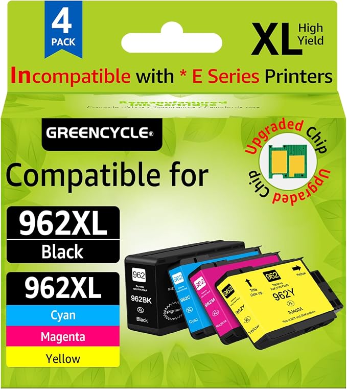 Upgraded 962XL Ink Cartridges Combo Pack Replacement by greencycle