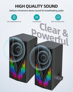 Computer Speakers with 6 Colorful RGB Lights, USB Powered 3.5mm Aux with Loud - Image 4