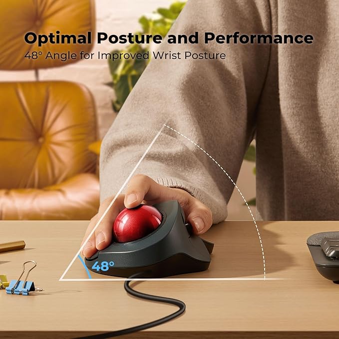 Wired Trackball Mouse for Large Hands, Ergonomic Design Reduces Wrist & Muscle - Image 3