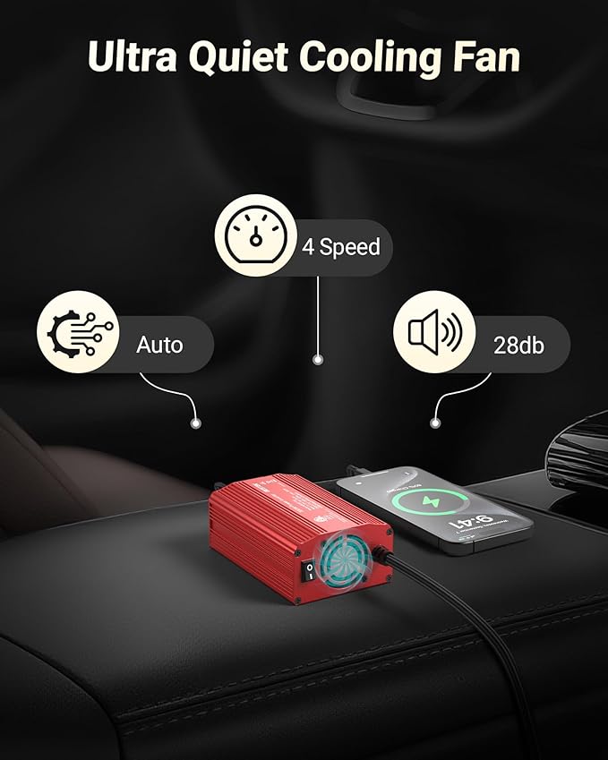 BESTEK Power Inverter DC 12V to AC 110V - 300W Car Plug Adapter Outlet - Car - Image 5