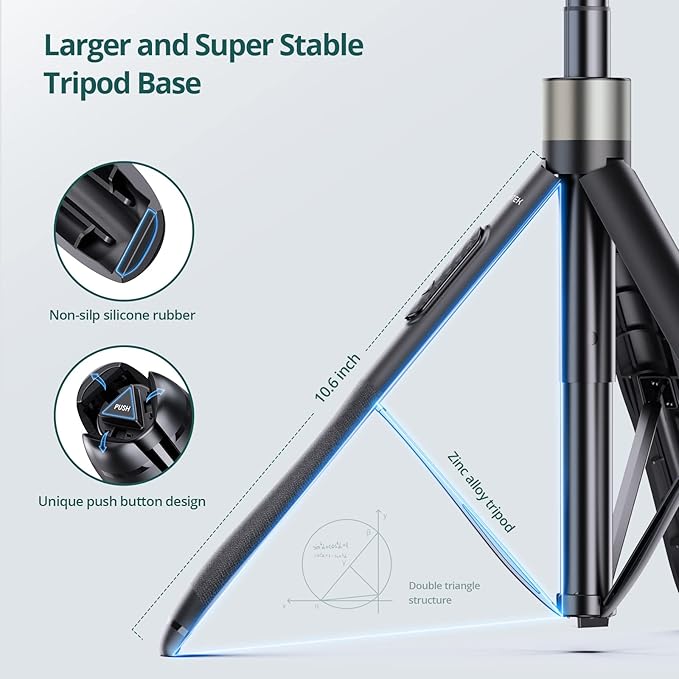 ATUMTEK 65" Selfie Stick Tripod, All in One Extendable Phone Tripod Stand - Image 4
