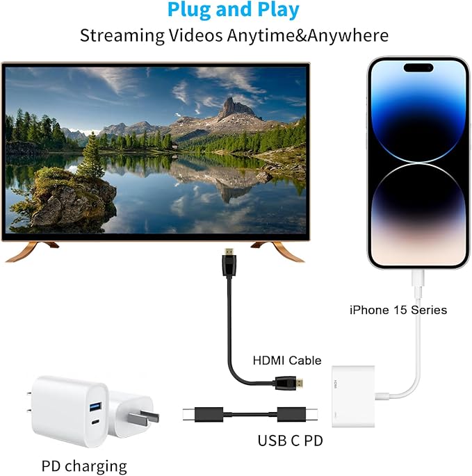 AIRSKY USB C to HDMI Adapter for iPhone 15/16, USBC to HDMI Adapter for iPhone - Image 2