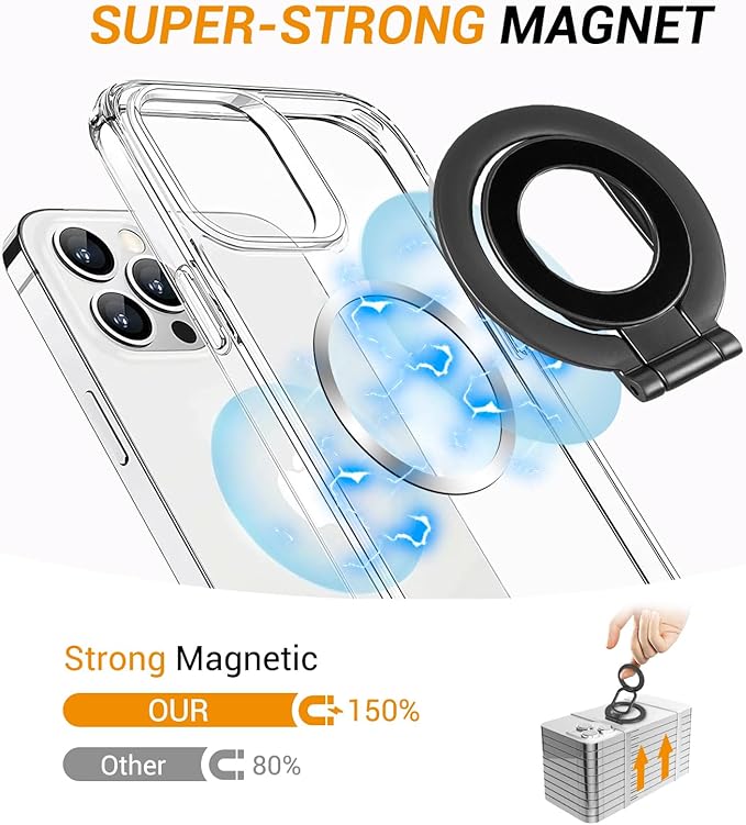 Magnetic Ring Holder Grip, Adjustable Magnet Phone Ring Stand, Strong Double - Image 3
