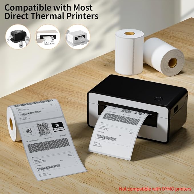 40 Rolls 4" x 6" Direct Thermal Printer Label, 250 Labels/Roll, Total 10000 - Image 3