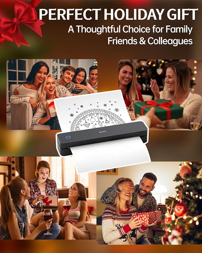 Inkless Portable Printer for Travel, 300DPI Wireless Thermal Printer Support - Image 9