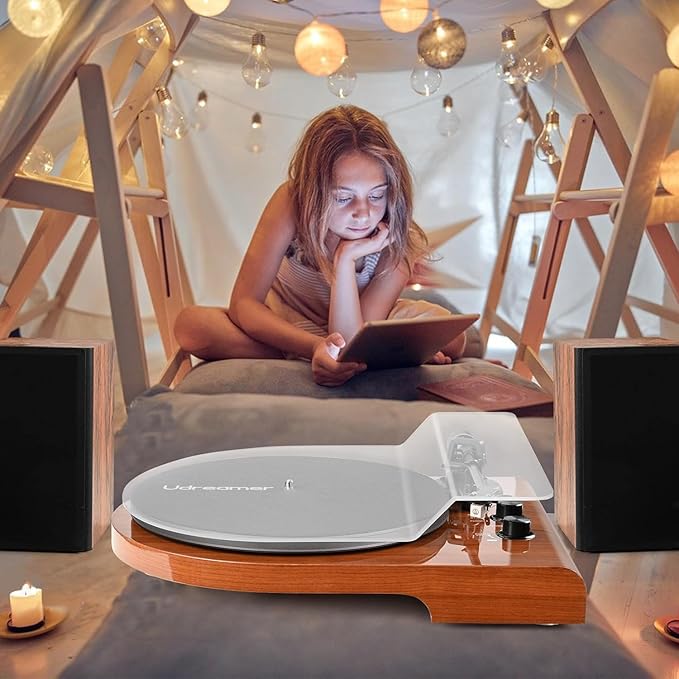 Vinyl Record Player with Bluetooth Input Output, Turntable with Built-in Preamp - Image 2