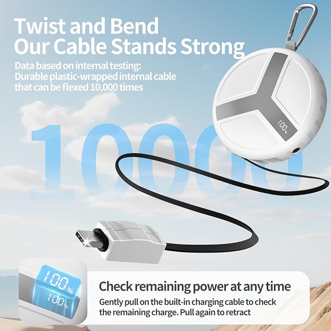 Vivilumens Rugged Power Bank Outdoor Charger 10000mAh USB-C Fast Charging Cable - Image 4