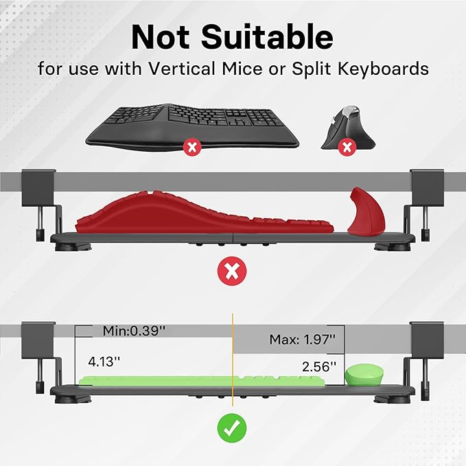 BONTEC KMT01-PJ Under Desk Keyboard Tray, Pull-Out Keyboard & Mouse Platform - Image 6