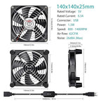 Wathai 140mm x 25mm USB Cooliing Fan 5V - Image 2