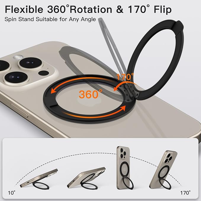 COOLQO Upgraded Magnetic Phone Ring Holder Stand, Super Magnet Cell Phone Grip - Image 3