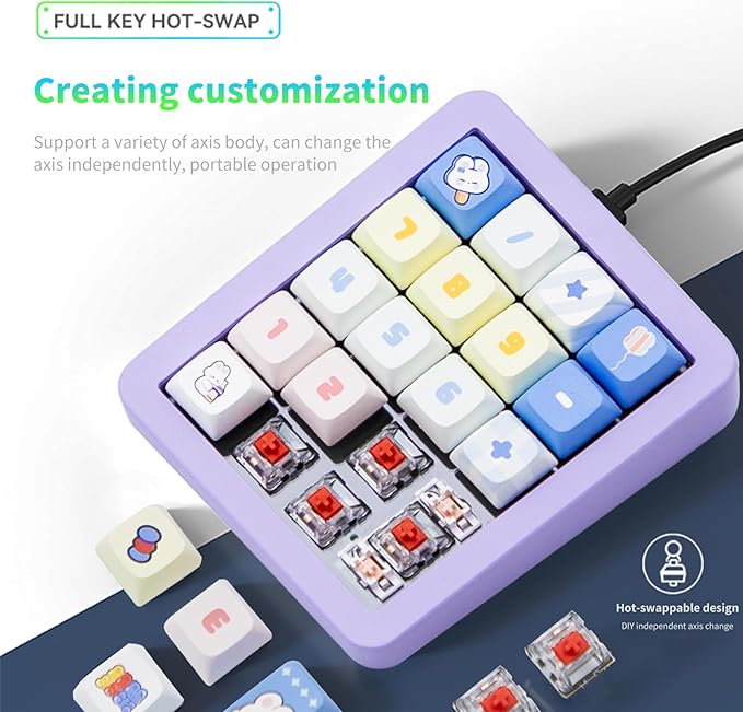 Adventurers K812 Wired Mechanical Numeric Keypad, 19-Key Hot-Swappable RGB - Image 2