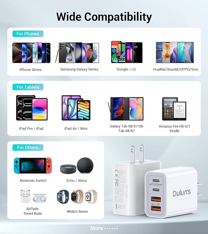 40W USB C Charger Cube, 4-Port PD+QC Power Adapter Multiport Brick Type C Box - Image 4